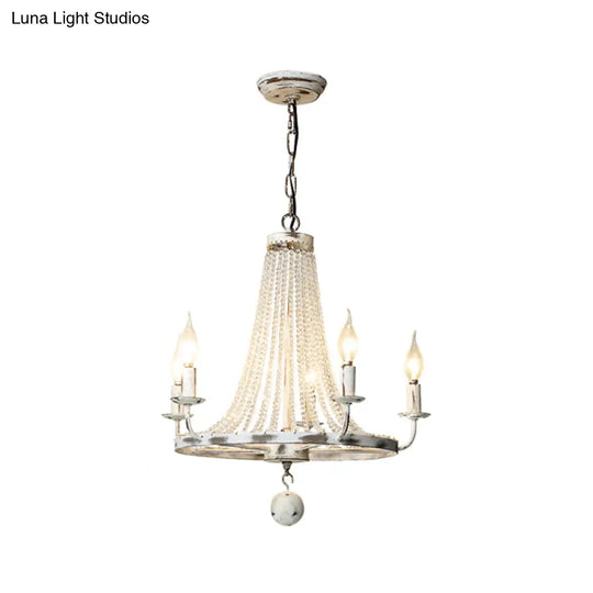 Vintage Crystal Bead Candelabra Chandelier Pendant Light
