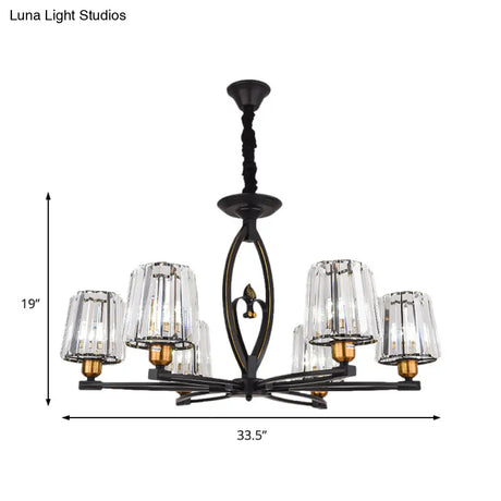 Vintage Crystal Block Ceiling Light - Tapered Design With 3/6 Hanging Lights For Dining Room In
