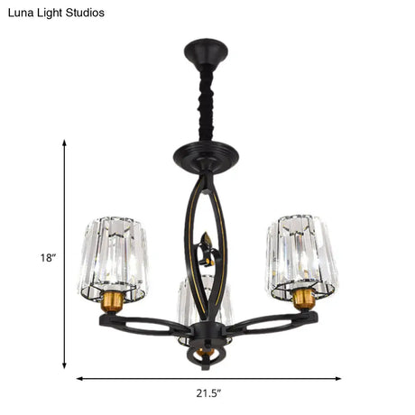 Vintage Crystal Block Ceiling Light - Tapered Design With 3/6 Hanging Lights For Dining Room In