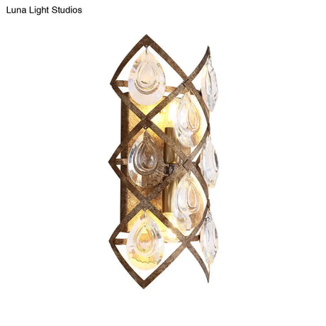 Vintage Crystal Wall Sconce - 2-Light Rustic Indoor Mount