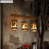Vintage Cylinder Island Chandelier With Metal And Fabric Shade - 3/5/6 Lights Rustic Hanging Lamp