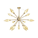 Vintage Diamond Hanging Fixture Chandelier - Amber/Clear Glass 9/12/15 Heads Adjustable Rod For