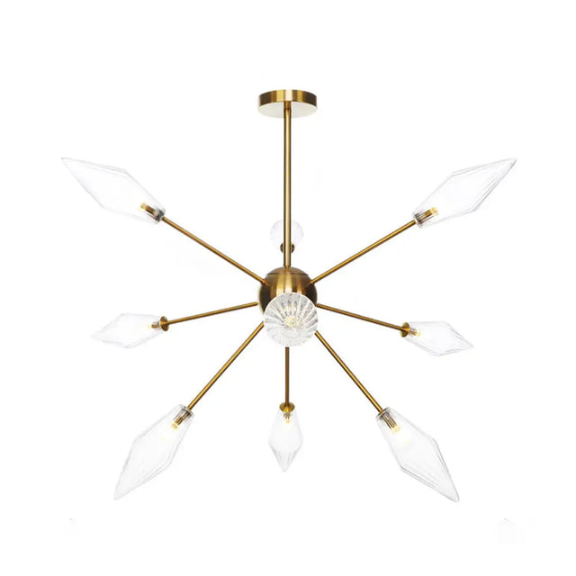 Vintage Diamond Hanging Fixture Chandelier - Amber/Clear Glass 9/12/15 Heads Adjustable Rod For