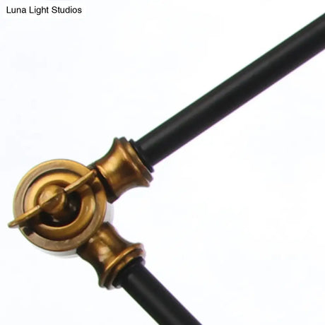 Vintage Diamond Shade Table Lamp: Amber/Clear Glass Adjustable Arm - Black/Brass