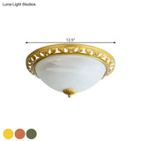 Vintage Dome Glass Flush Mount Ceiling Light Fixture - 2 Bulbs Brass/Bronze/Copper Finish