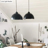 Vintage Dome Pendant Light Fixture For Dining Room In Black Metal