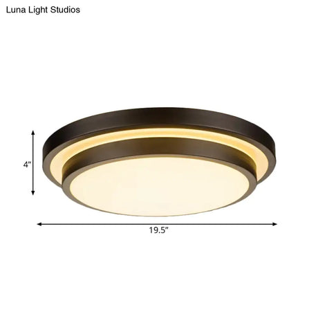 Vintage Dual - Layered Iron Led Ceiling Light In Black For Living Room - 11’/16’/19.5’ W