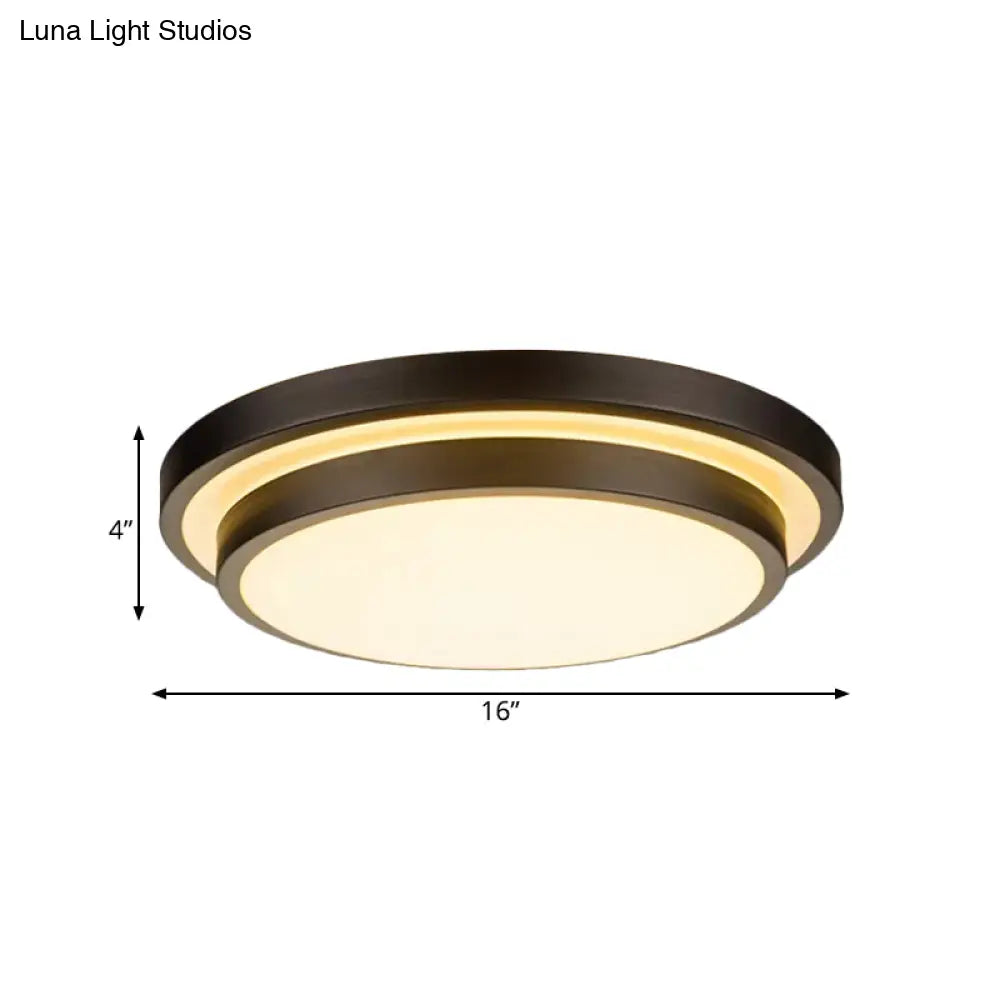 Vintage Dual - Layered Iron Led Ceiling Light In Black For Living Room - 11’/16’/19.5’ W