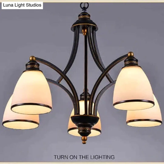 Vintage European Style Oil Rubbed Bronze 3/5/6/8 Light Glass Chandelier Shades 5 Down