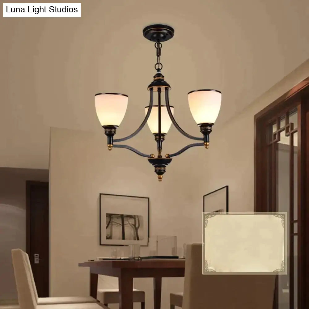 Vintage European Style Oil Rubbed Bronze 3/5/6/8 Light Glass Chandelier Shades