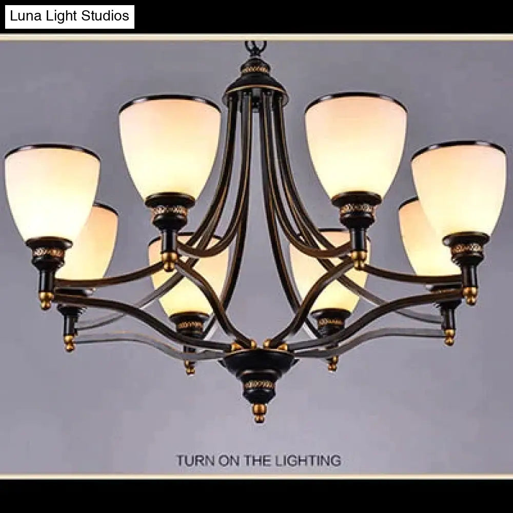 Vintage European Style Oil Rubbed Bronze 3/5/6/8 Light Glass Chandelier Shades 8 Up