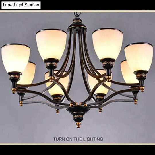 Vintage European Style Oil Rubbed Bronze 3/5/6/8 Light Glass Chandelier Shades 8 Up