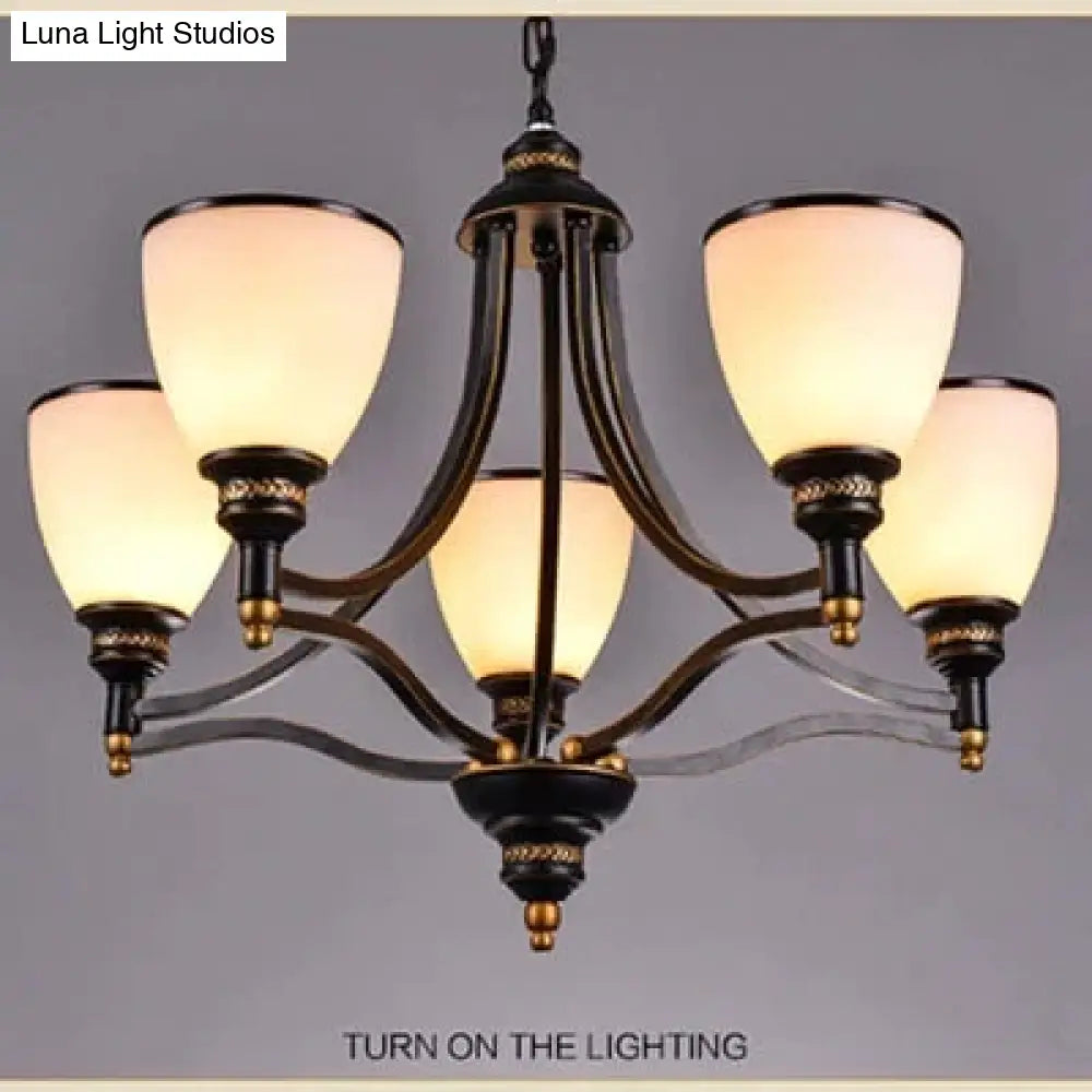 Vintage European Style Oil Rubbed Bronze 3/5/6/8 Light Glass Chandelier Shades