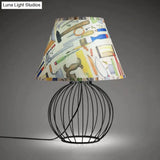 Vintage Fabric Black Nightstand Light With Orb Cage Base - Elegant Desk Lighting For Living Room And