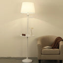 Vintage Fabric Cone Floor Lamp With Tray - Elegant Standing Light For Living Room White