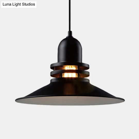 Vintage Black Flare Iron Suspension Light - Restaurant Ceiling Lamp