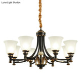 Vintage Flared Shade Chandelier Pendant Light With Cream Glass Ideal For Living Room And Hanging In