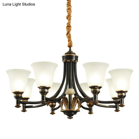 Vintage Flared Shade Chandelier Pendant Light With Cream Glass Ideal For Living Room And Hanging In