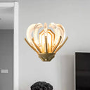 Vintage Flower Design Wall Sconce With Crystal Accents - Stylish Gold Finish Light For Bedroom