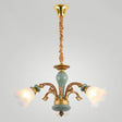 Vintage Flower Opal Frosted Glass Chandelier: Brown-Blue Hanging Light For Living Room 3 / Brown