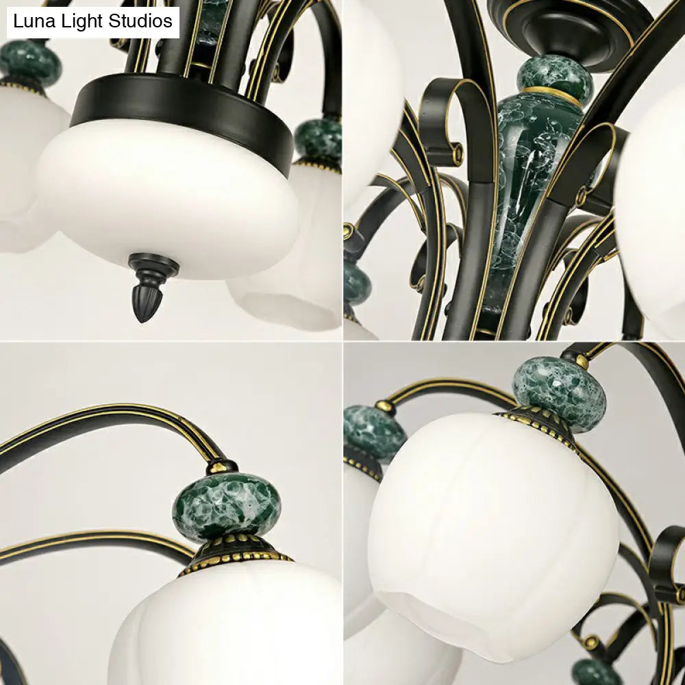 Vintage Flower-Shaped Glass Ceiling Chandelier For Traditional Dining Rooms