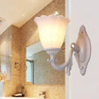 Vintage Flower White Glass Sconce Light With Curved Arm - Wall Mounted Lighting For Living Room 1 /