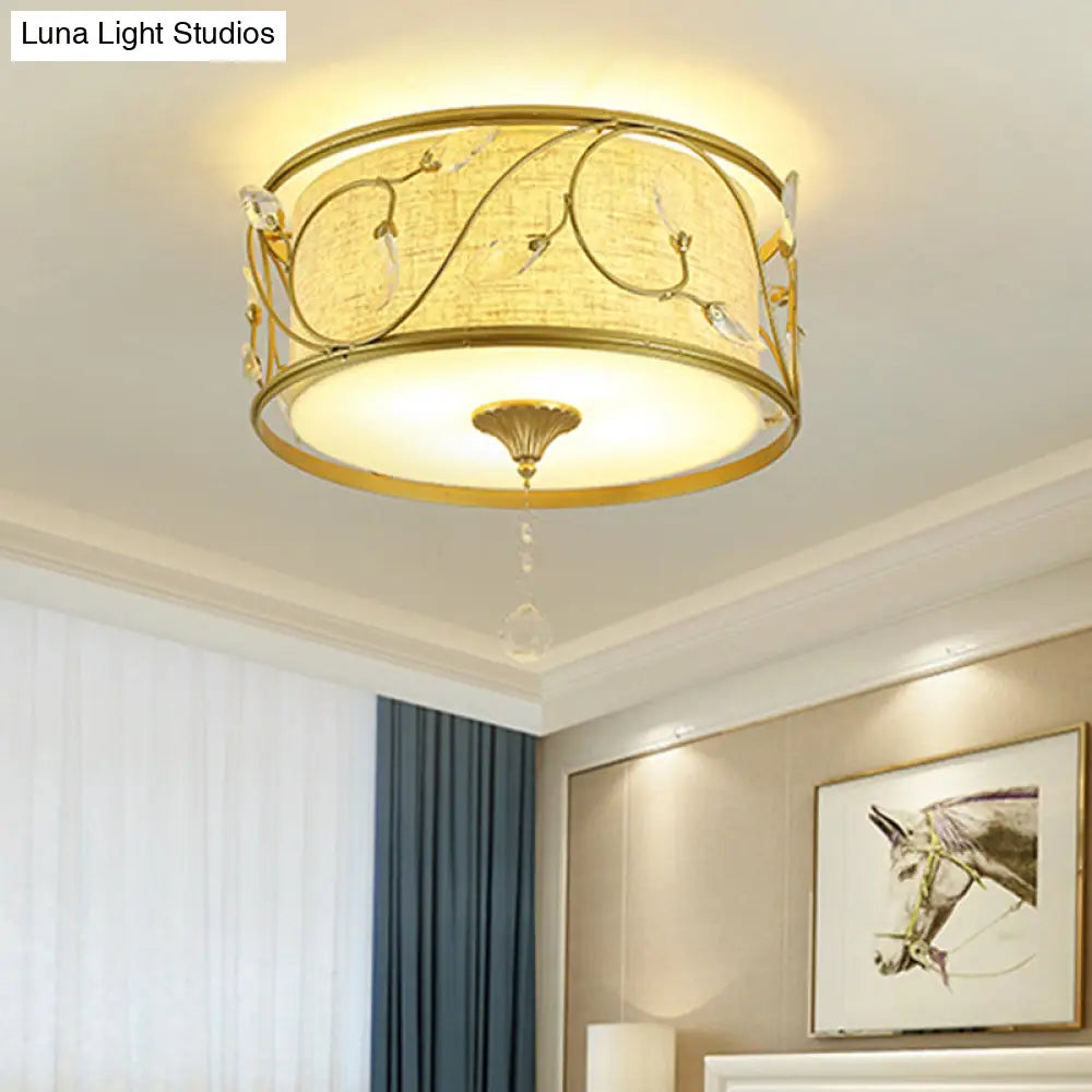 Vintage Flushmount Ceiling Light - Iron Black/Gold Drum Shape 4/5 Lights 16’ Or 19.5’ Dia