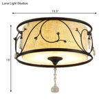 Vintage Flushmount Ceiling Light - Iron Black/Gold Drum Shape 4/5 Lights 16’ Or 19.5’ Dia