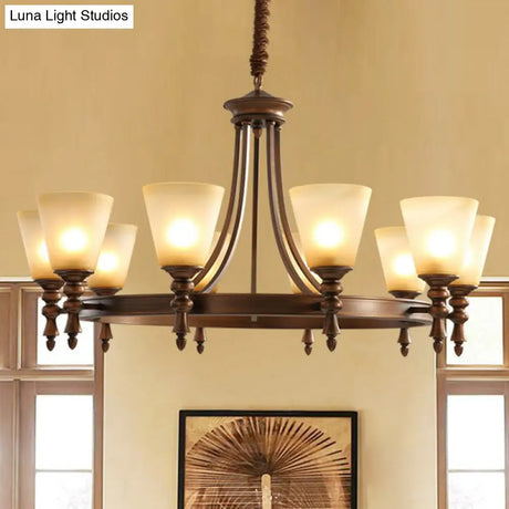 Vintage Frost Glass Coffee Chandelier - Stylish Pendant Light For Living Room