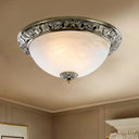 Vintage Frosted Glass Bronze/Copper Flushmount Ceiling Lamp - 2 Bulb 11’/13’/15’ W Bronze / 11’