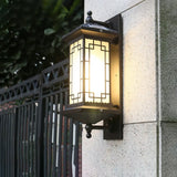 Vintage Frosted Glass Solar Lantern Sconce - Led Wall Light In Coffee / Prismatic