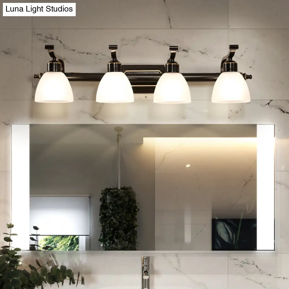 Vintage Frosted White Glass Bell Vanity Lamp - Wall Mount Bathroom Lighting Fixture