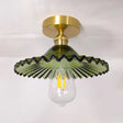 Vintage Glass Ceiling Light With Brass Lamp Holder - Corridor Lighting Fixture / Umbrella