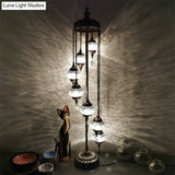 Vintage Glass Globe Standing Floor Lamp With Bronze Finish - Ideal For Bedroom Reading (3/5/7 Heads)