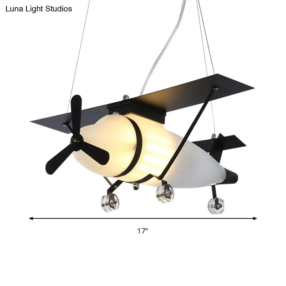 Vintage Glass Pendant Chandelier For Boys Room With Plane Design