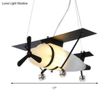 Vintage Glass Pendant Chandelier For Boys Room With Plane Design