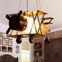 Vintage Glass Pendant Chandelier For Boys Room With Plane Design Bronze / C