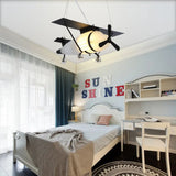 Vintage Glass Pendant Chandelier For Boys Room With Plane Design Bronze / D
