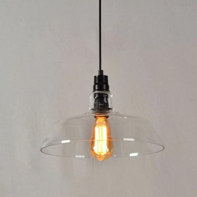 Vintage Glass Pendant Lamp With Single Bulb For Restaurant Lighting Clear