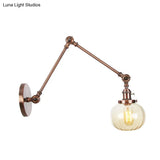 Vintage Glass Wall Mounted Sconce In Brass/Chrome/Black With Adjustable Arm 1-Light Indoor Lighting