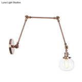 Vintage Glass Wall Mounted Sconce In Brass/Chrome/Black With Adjustable Arm 1-Light Indoor Lighting