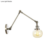 Vintage Glass Wall Mounted Sconce In Brass/Chrome/Black With Adjustable Arm 1-Light Indoor Lighting