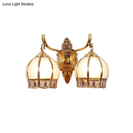 Vintage Globe Cream Glass Wall Light Fixture In Gold - Mounted Lamp For Living Room
