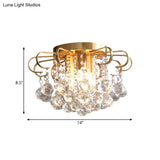 Vintage Gold Crystal Orb Ceiling Flush Mount Chandelier - Flower Living Room Décor