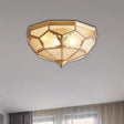 Vintage Gold Faceted Flush Mount Lighting: Beveled Glass Ceiling Fixture With 3/4/6 Lights For