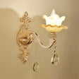 Vintage Gold Floral Wall Light Fixture With Crystal Accents - Elegant Living Room Mounted Lamp 1 / B