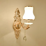 Vintage Gold Floral Wall Light Fixture With Crystal Accents - Elegant Living Room Mounted Lamp 1 / G