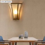 Vintage Gold Flush Mount Wall Sconce With Opal Glass