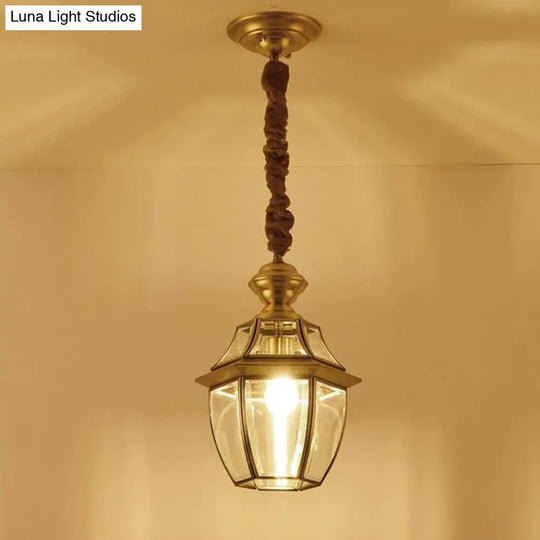 Vintage Gold Glass Jar Pendant Light 6/8.5 Wide - Earthen Bulb Ceiling Lamp / 6