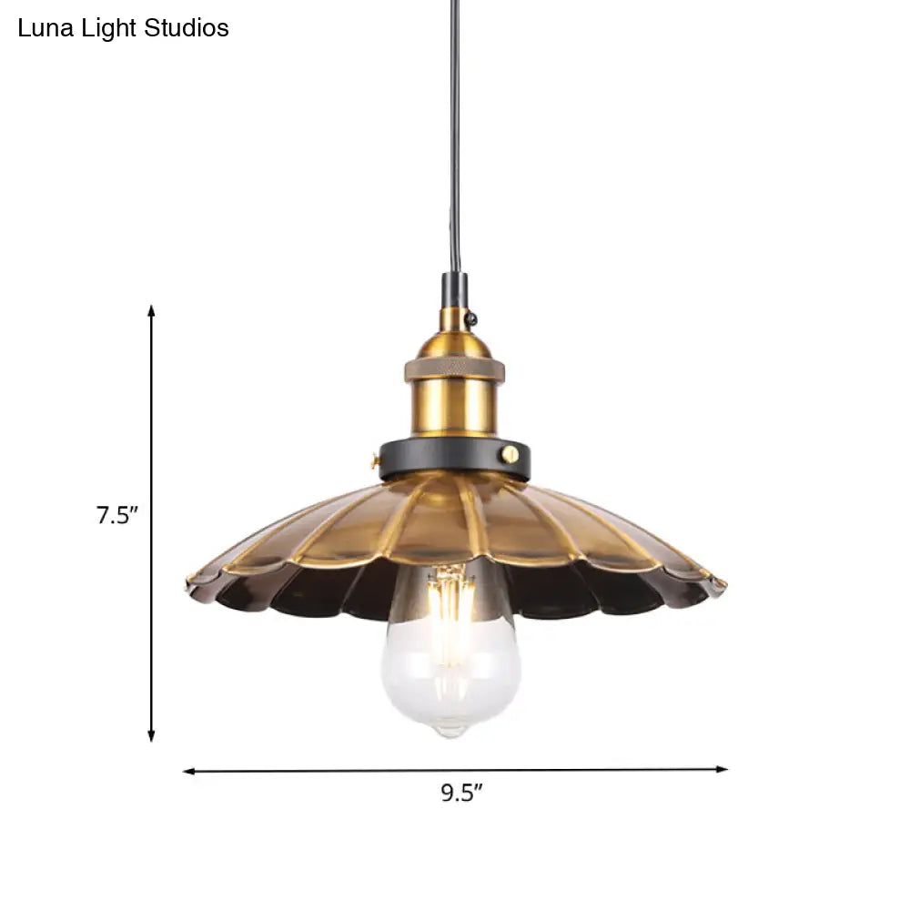 Vintage Gold Pendant Light - Elegant Iron Lid With Retro Cone Shape Ideal Luminaire For Dining Table